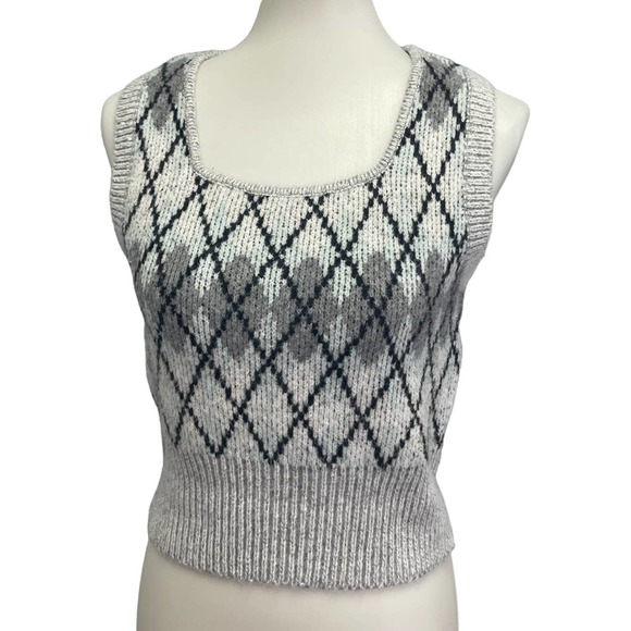 Pink Rose Sweaters - New Pink Rose Womens Small Sleeveless Argyle Polyester Blend Tank Top Sweater